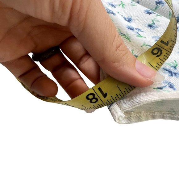 Vintage 90s White Blue Micro Floral Spaghetti Strap Knee Length Dress Medium - Picture 6 of 8